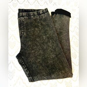 VOCAL NWOT Dark Charcoal Gray Jeweled Jeggings, Extra Stretch, Size XL